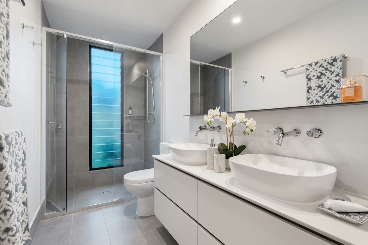 Guest bath remodel with double sinks